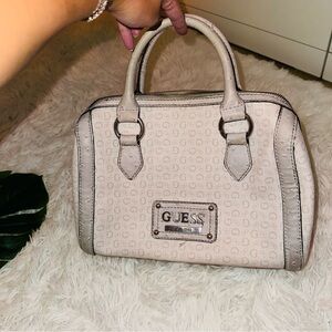 GUESS | Vintage Monogram Satchel Handbag Light Pink/Beige